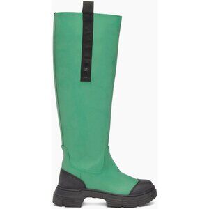 Ganni Rubber Country Boots Size 38 US 8 Kelly Green